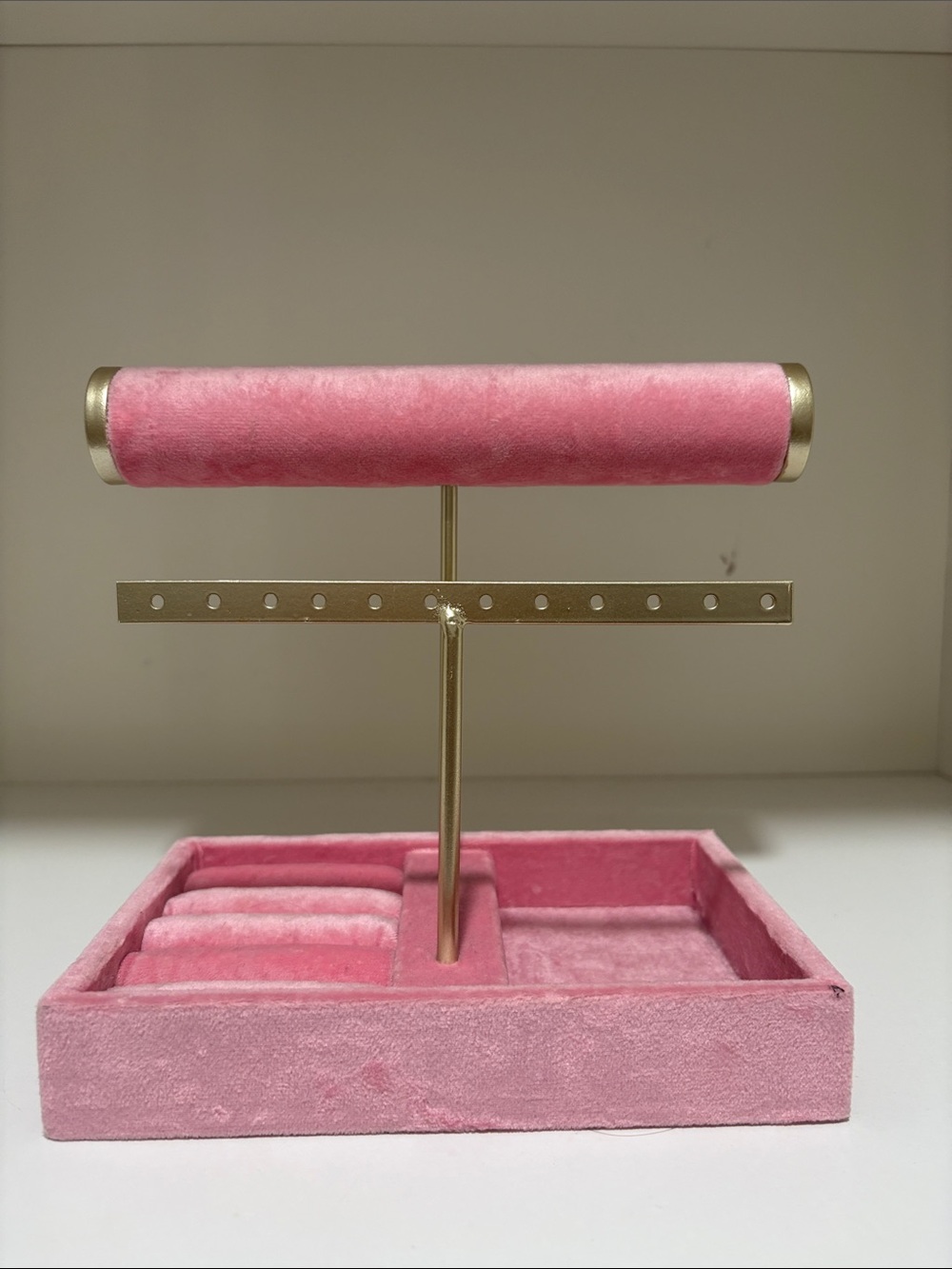 Marshalls Pink Velvet Jewelry Organizer with Gold-Tone Accents